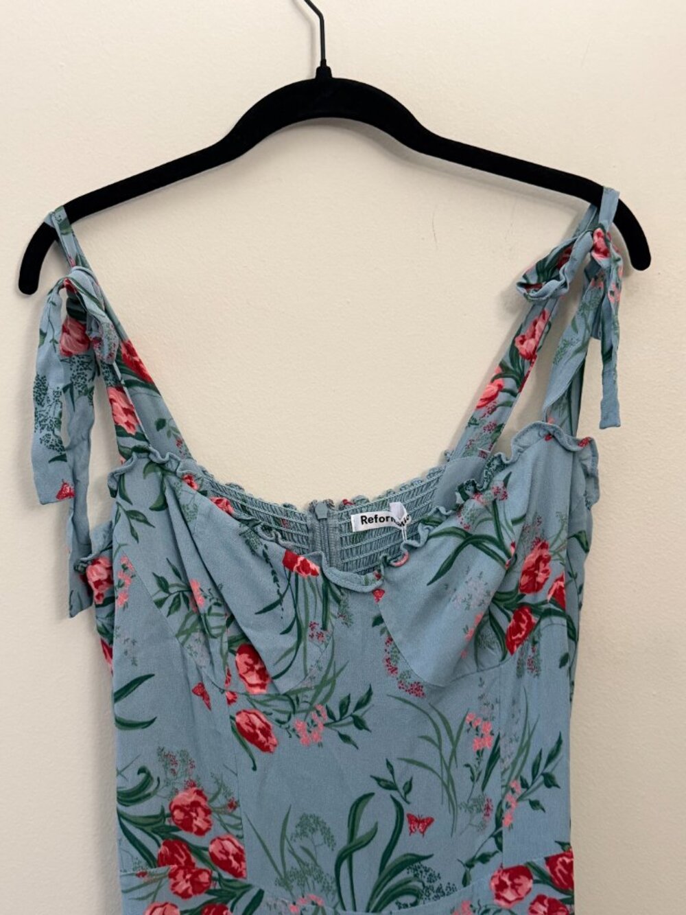 BNWT REFORMATION NIKITA BLUE FLORAL SUMMER DRESS 12 - Picture 2 of 13